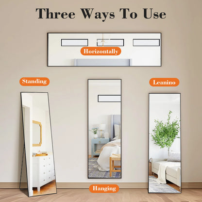 64"x21" Full Body Standing, Hanging or Leaning Mirrors with Stand