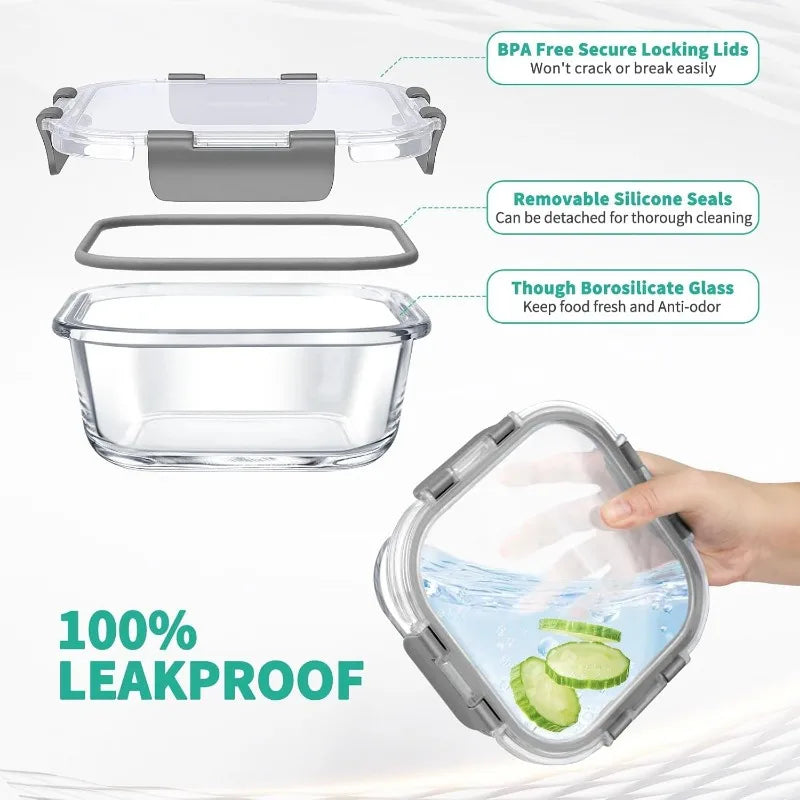 34pc Glass Food Storage Containers with Lids Set