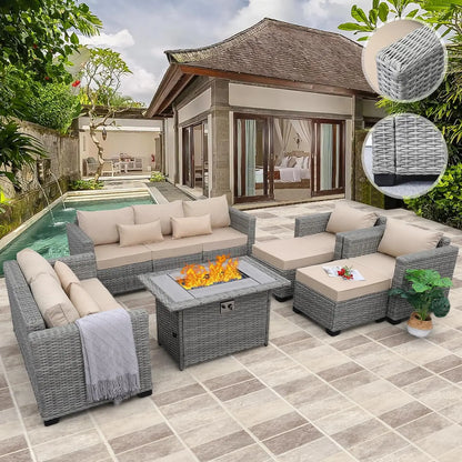 7-Piece Outdoor Patio Furniture Set with 45-Inch Fire Pit