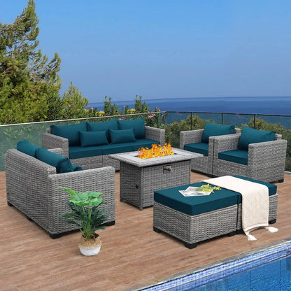 7-Piece Outdoor Patio Furniture Set with 45-Inch Fire Pit