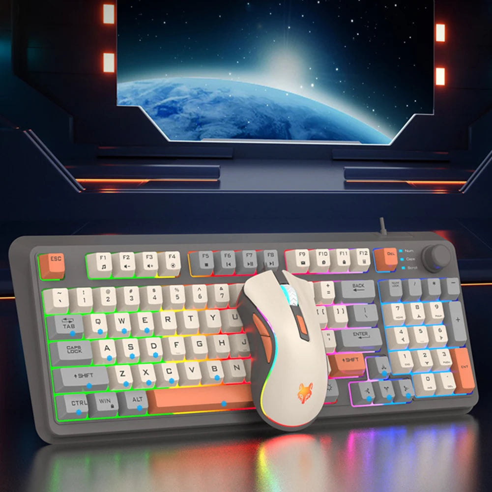 94 Key Customized Gaming Keyboard with Mouse RGB Backlit Wired Keyboard