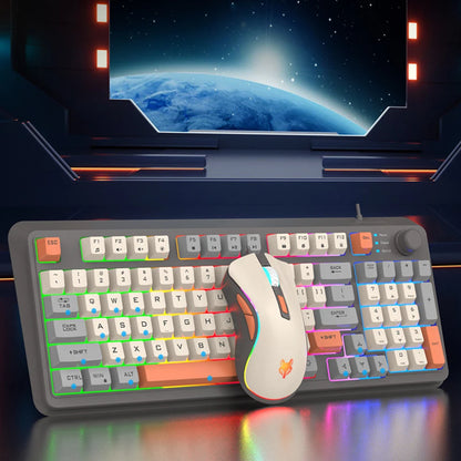 94 Key Customized Gaming Keyboard with Mouse RGB Backlit Wired Keyboard