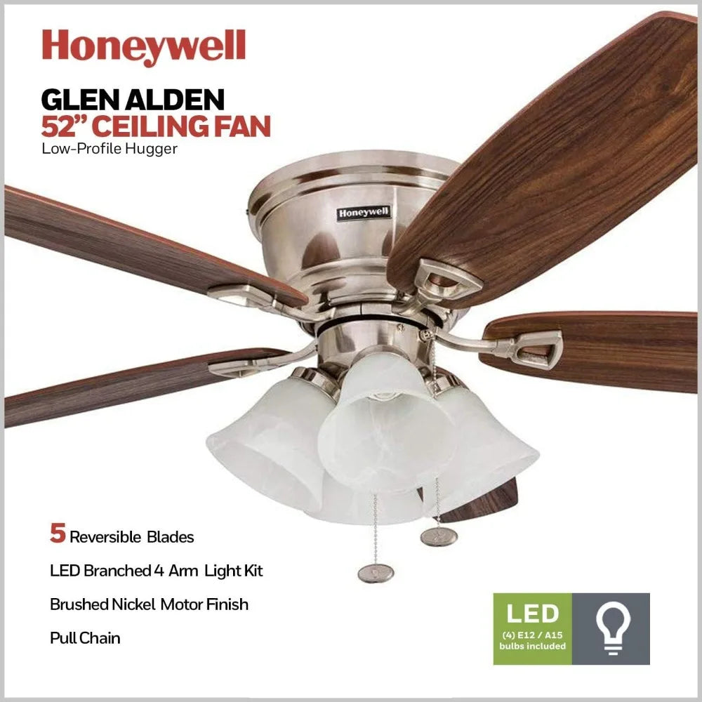 52 inch classic embedded indoor LED ceiling fan with light