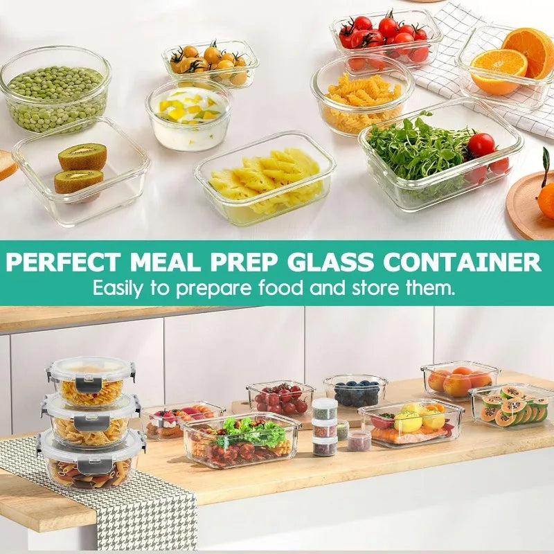 34pc Glass Food Storage Containers with Lids Set