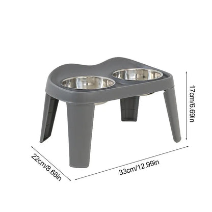Foldable Raised Dog Feeder with Double Stainless Steel Bowls