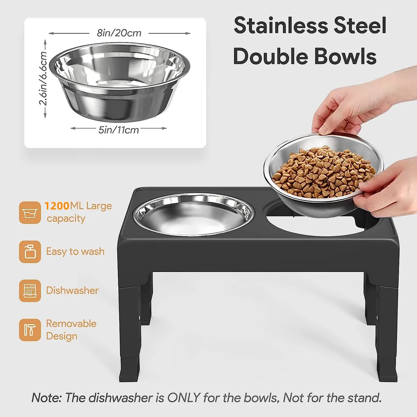 Multi Height Folding Feeder For Dog & Cat Stainless Steel Bowls!