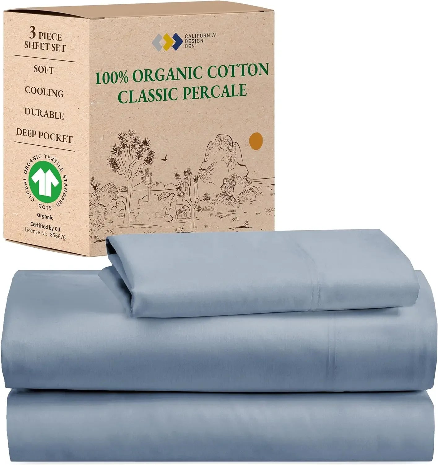 100% Organic Cotton Cooling Sheet Set With Deep Pockets