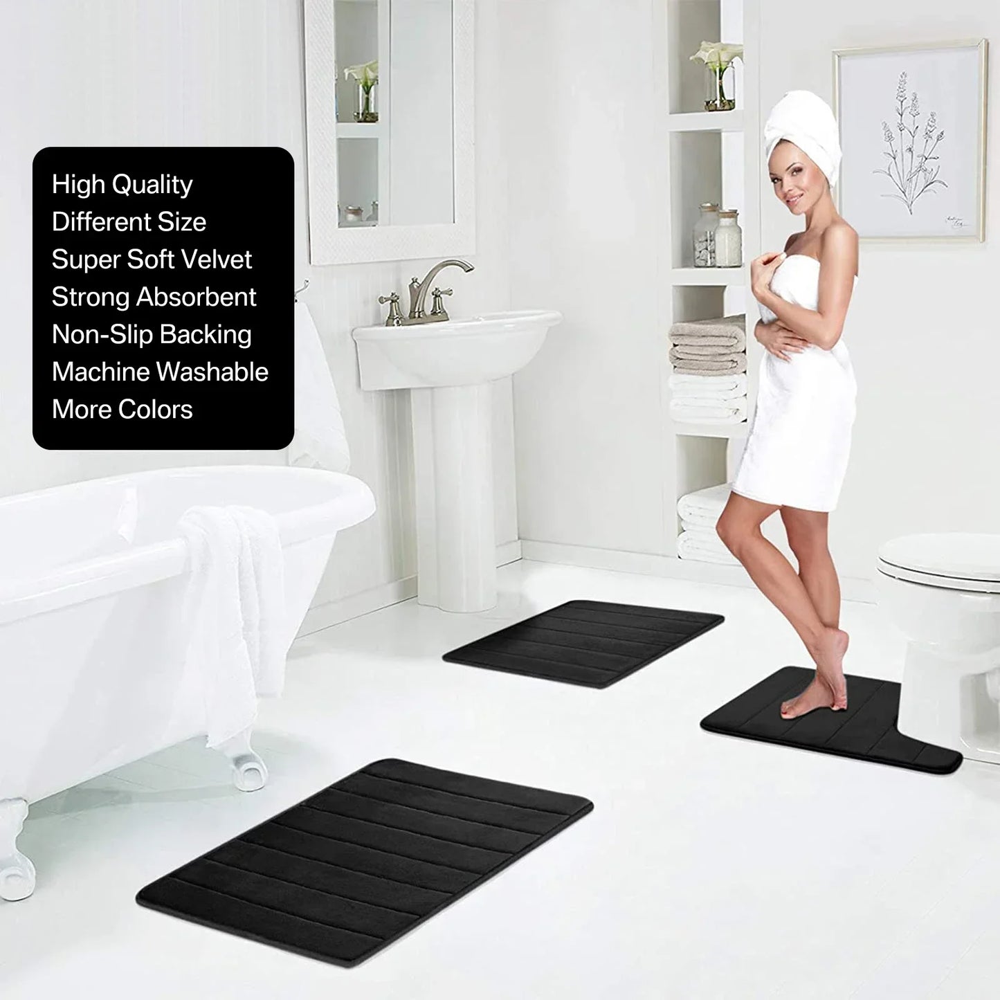 Water Absorbing, Non-Slip Memory Foam Bath Mat