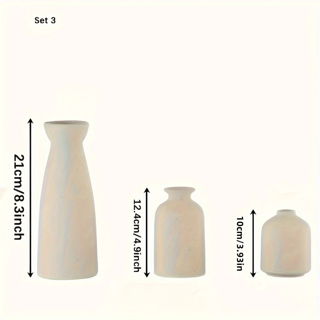 Distressed Ceramic Vase Set of 3