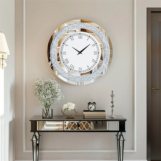 Round Diamond Mirror Wall Clock