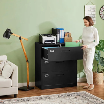 Metal 3 Drawer Lateral File Cabinet with Lock
