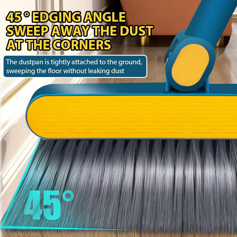 Foldable Broom and Upright Dust Pan Set