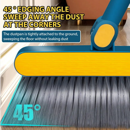 Foldable Broom and Upright Dust Pan Set