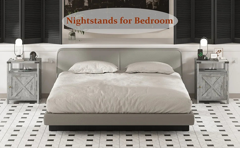 Set of 2 Night Stands with or End Table with USB Charging Station