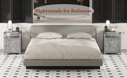 Set of 2 Night Stands with or End Table with USB Charging Station