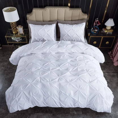3 Piece Soft Microfiber Pinch Pleat Duvet Cover Set with Zipper