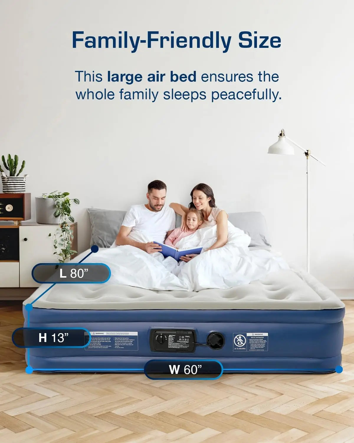 Premium Queen Size Air Mattress with Advanced Support System and Built-in Electric Pump