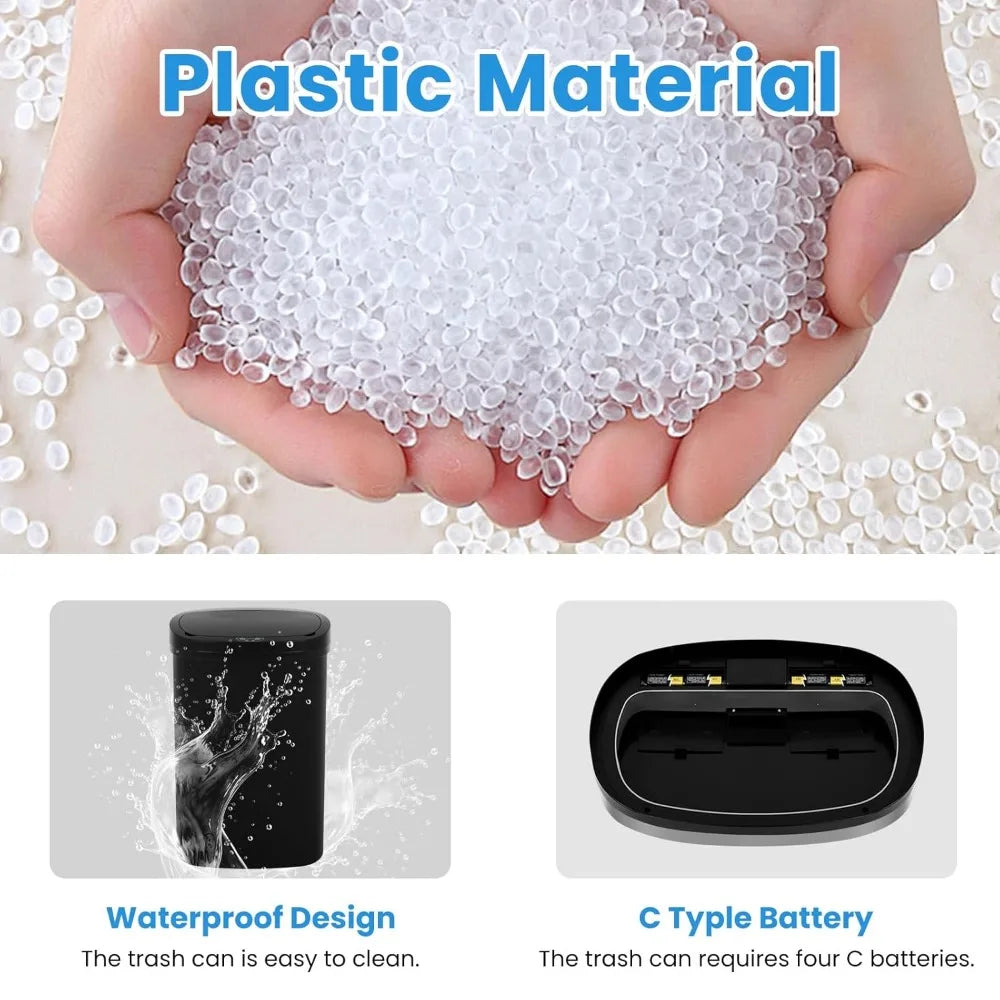 13-Gallon Automatic Touch Free Garbage Bin with Lid