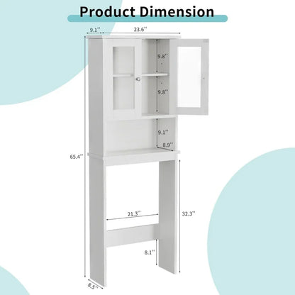 Bathroom Shelf Organizer with Adjustable Shelf and Glass Door