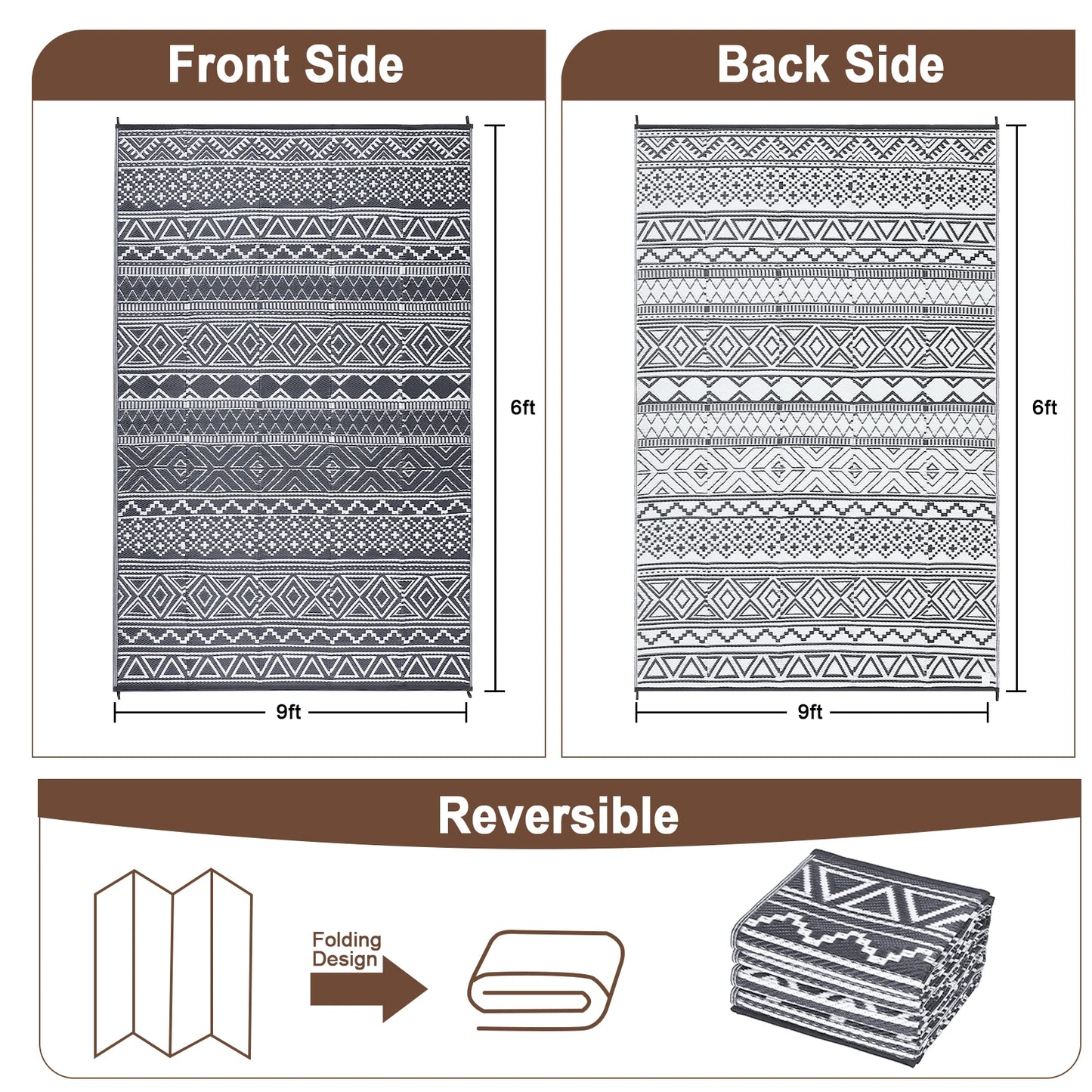 5'x8' Waterproof Reversible Outdoor Rug