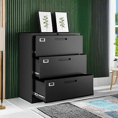 Metal 3 Drawer Lateral File Cabinet with Lock