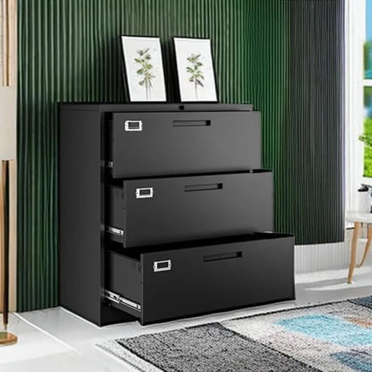 Metal 3 Drawer Lateral File Cabinet with Lock