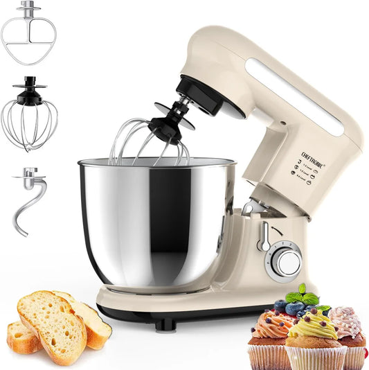 1pc Electric Kitchen Mixer With 3.8QT Stainless Steel Bowl