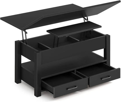 Multi-Function Lift Top Coffee Table with Drawers