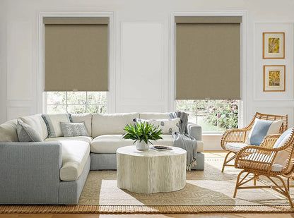 Blackout Artificial Linen Cordless Roller Shades for Indoor Windows