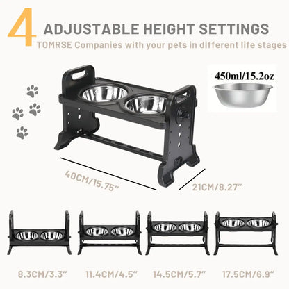 Adjustable, Raised Double Food Bowls for Small Pets