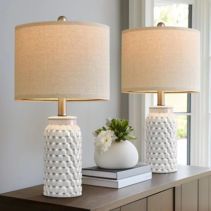 20.5" White Modern Ceramic Table Lamp - Set of 2