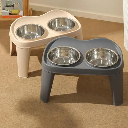 Foldable Raised Dog Feeder with Double Stainless Steel Bowls