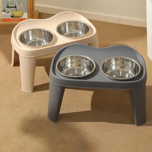 Foldable Raised Dog Feeder with Double Stainless Steel Bowls