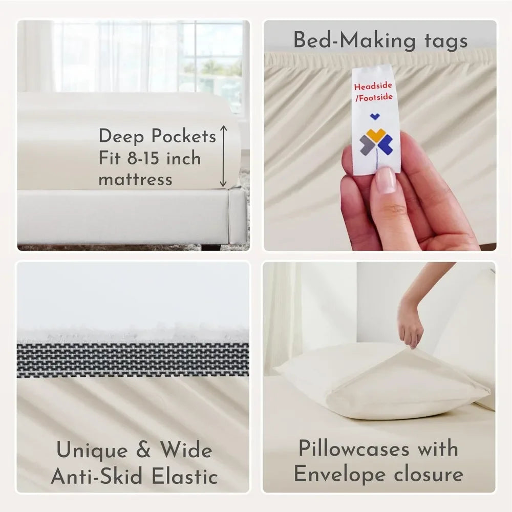 100% Organic Cotton Cooling Sheet Set With Deep Pockets