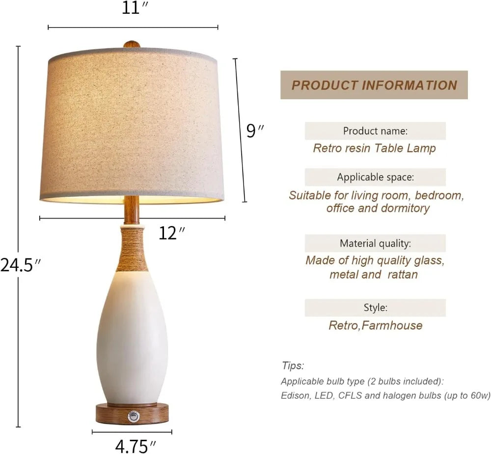 Set of 2 Rustic 19” Table Lamps