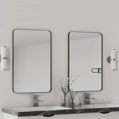 2-Pack Bathroom Mirrors 24 x 36 Inch, Black Metal Rectangle Framed
