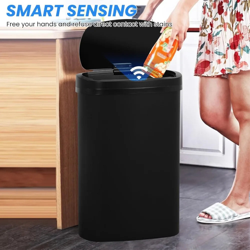 13-Gallon Automatic Touch Free Garbage Bin with Lid
