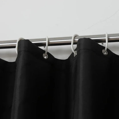 Solid Black Waterproof Fabric Shower Curtains With Hooks