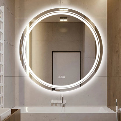 24"/32"/36" Round LED Bathroom Mirror with Front & Backlit Light