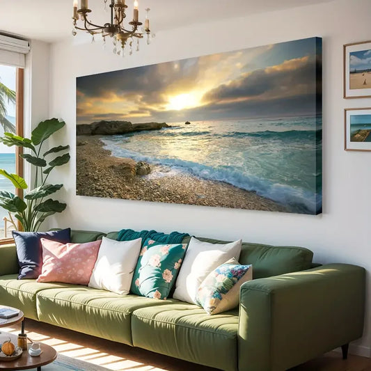 Large Modern Wall Art - Framed Canvas and Ready to Hang