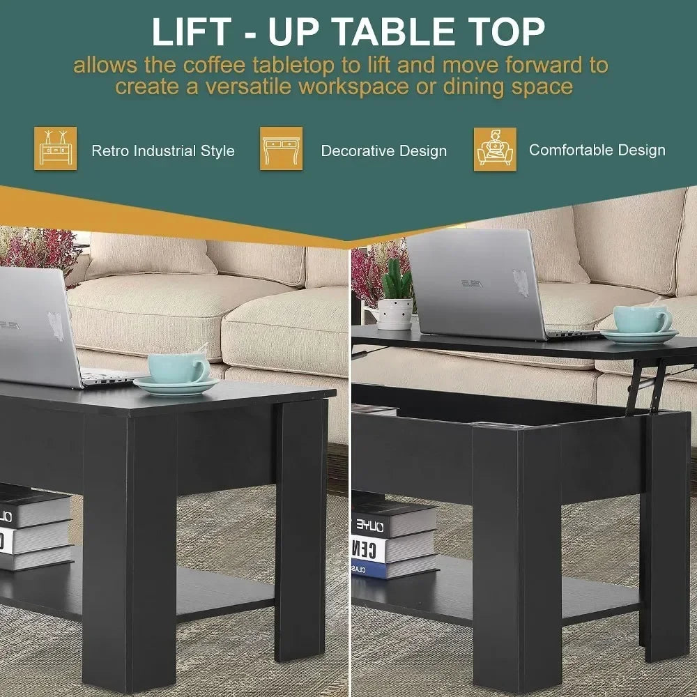 Lift Top Coffee Table with Hidden Storage Compartment