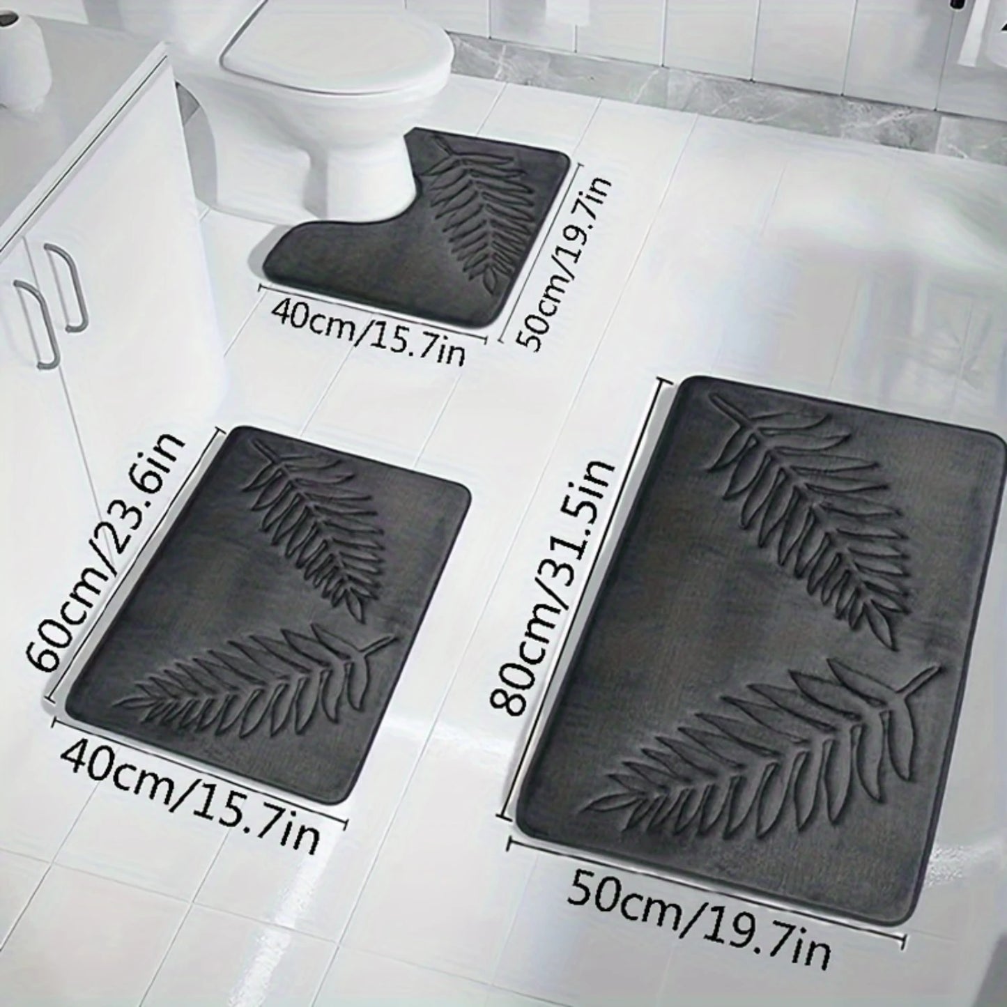 3-Piece Quick-Drying Non-Slip Bathroom Mat Set