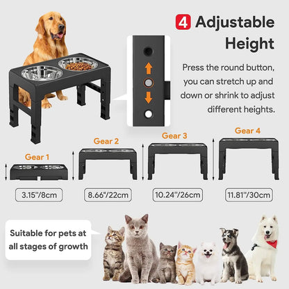 Multi Height Folding Feeder For Dog & Cat Stainless Steel Bowls!