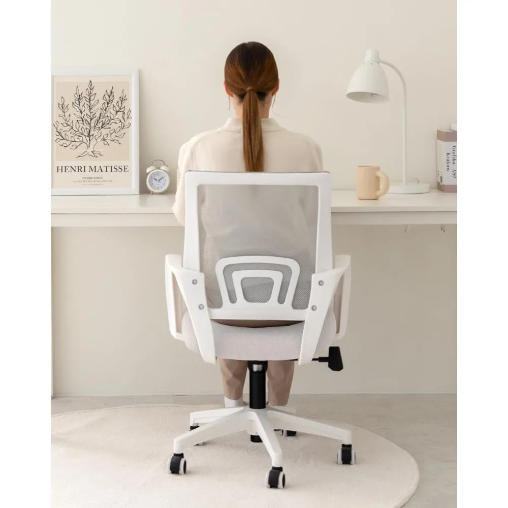 Adjustable Swivel Ergonomic Office Desk Chair with Mid Back Cushion Lumbar Support