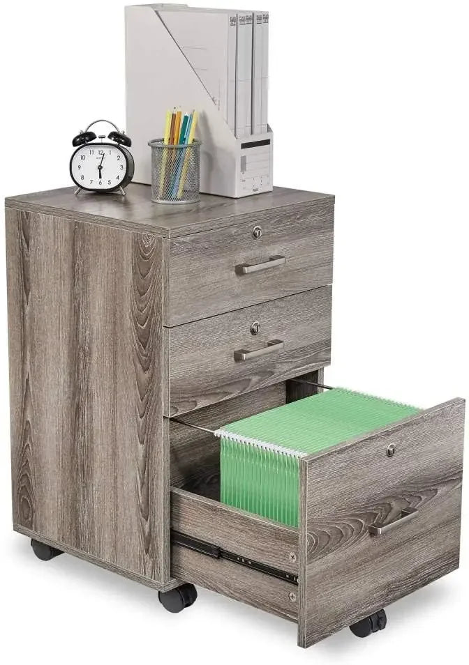 3 Drawer Rolling File Cabinet with Lock for Home Office