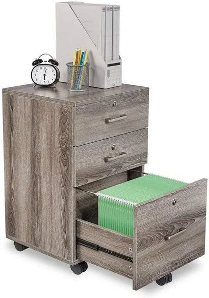 3 Drawer Rolling File Cabinet with Lock for Home Office
