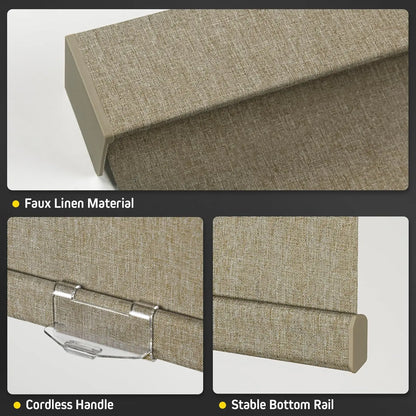 Blackout Artificial Linen Cordless Roller Shades for Indoor Windows