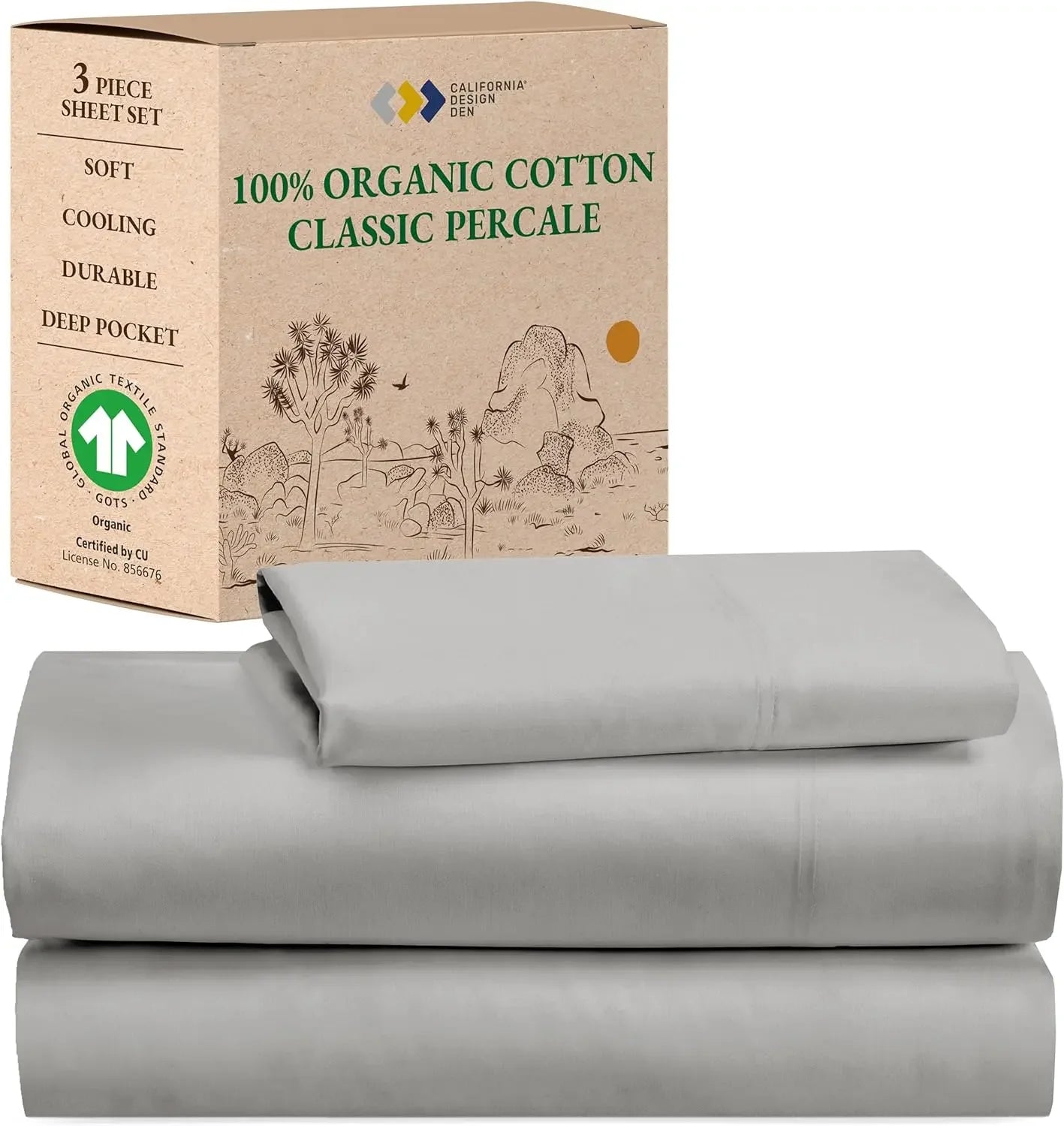 100% Organic Cotton Cooling Sheet Set With Deep Pockets