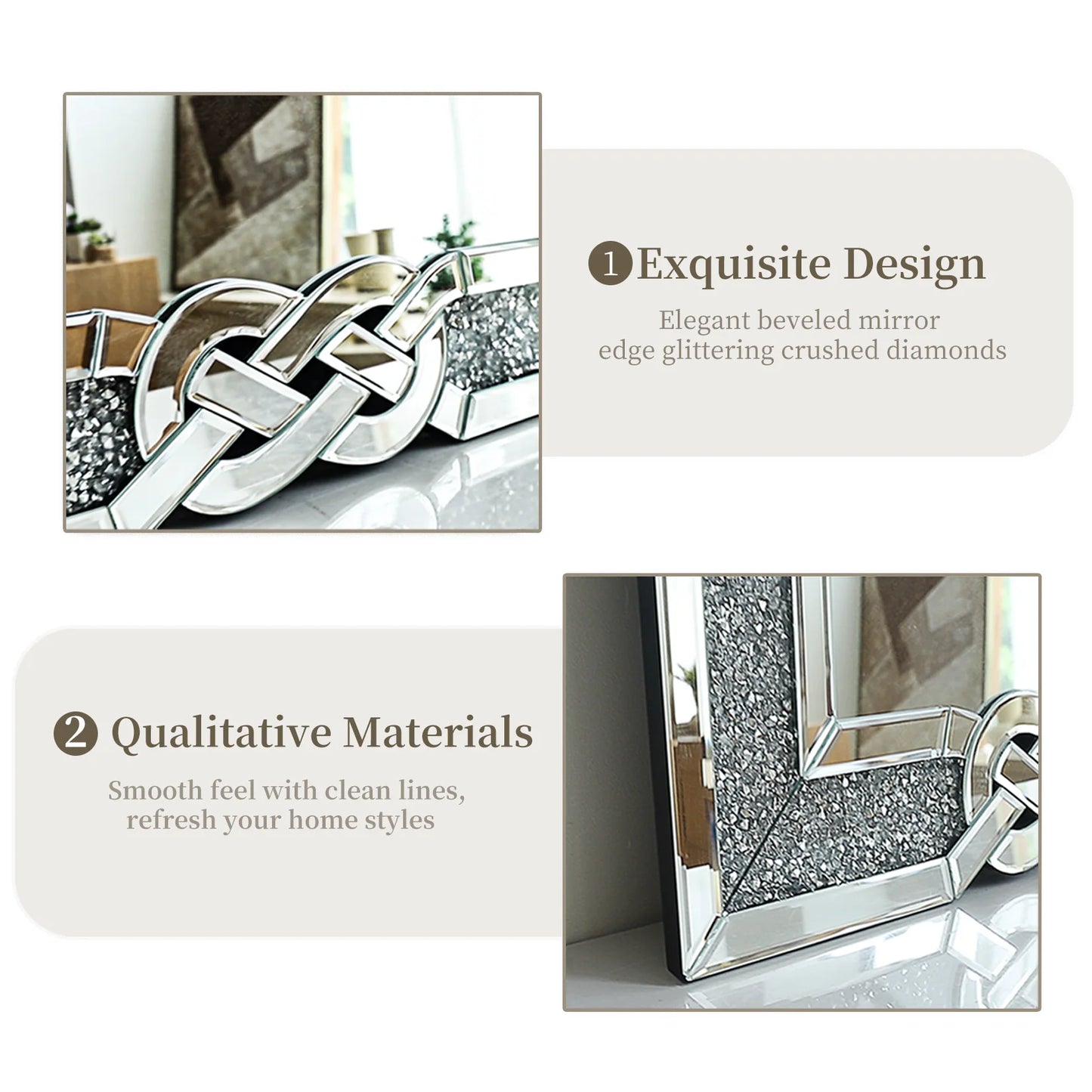 Large Crystal Crush Diamond Decorative Mirror