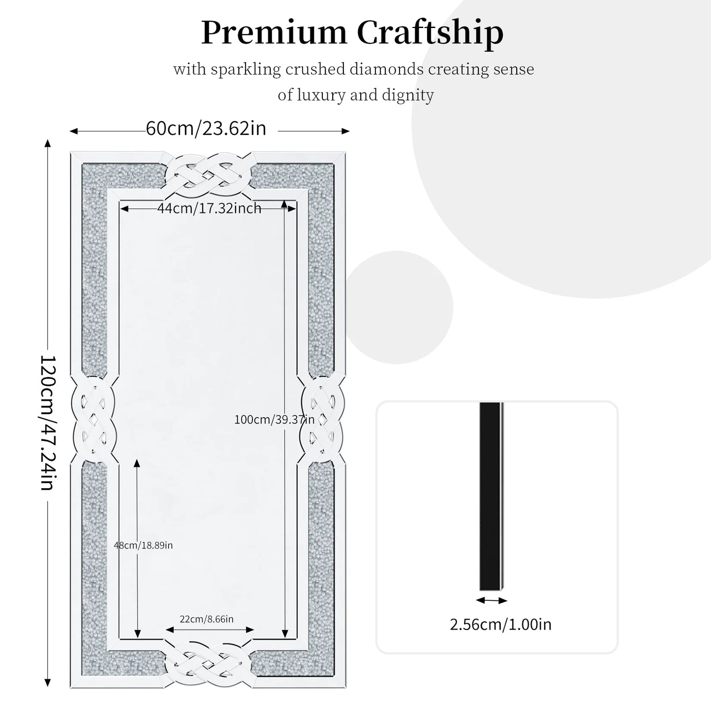 Large Crystal Crush Diamond Decorative Mirror